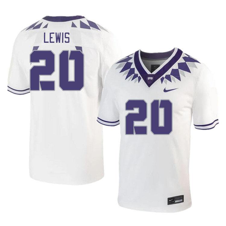 Men #20 Ronald Lewis TCU Horned Frogs 2023 College Footbal Jerseys Stitched-White